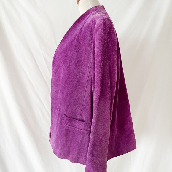 Vintage 1970s Purple Suede Jacket Miss Bergdorf Leather Jacket medium - Picture 3 of 8